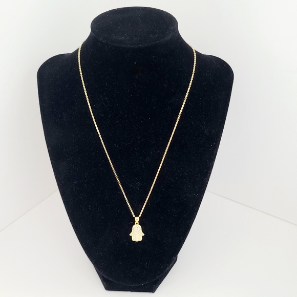 18K Gold filled Hamsa hand necklace. New - Picture 6 of 8